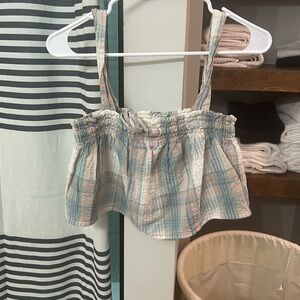 American Eagle Plaid Crop Top with Straps